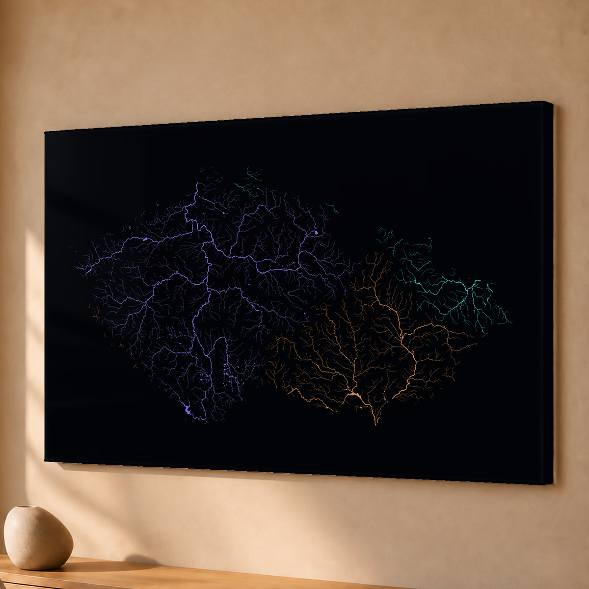 Beautiful Rivers — Chéquia — Neon por território, Acrílico · 40 × 60 cm, Sem margem
