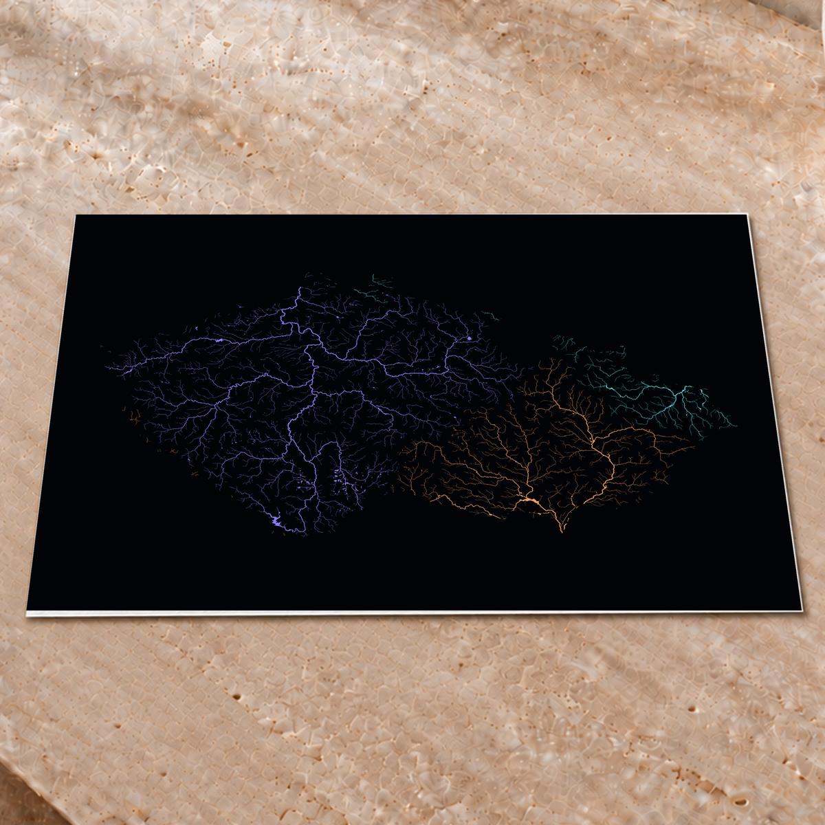 Beautiful Rivers — Chéquia — Neon por território, Impressão fine art · 45 × 60 cm, Sem margem
