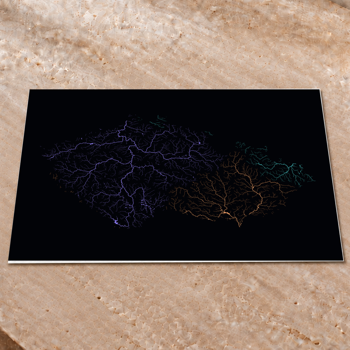 Beautiful Rivers — Chéquia — Neon por território, Impressão fine art · 60 × 80 cm, Sem margem