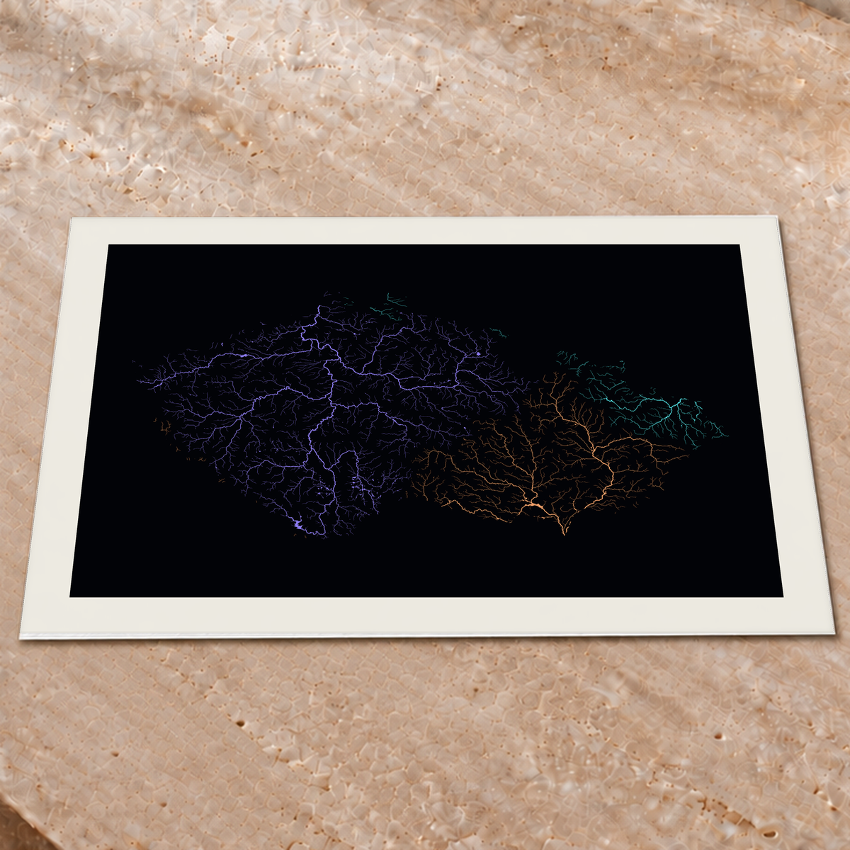 Beautiful Rivers — Chéquia — Neon por território, Impressão fine art · 60 × 80 cm, Margem branca