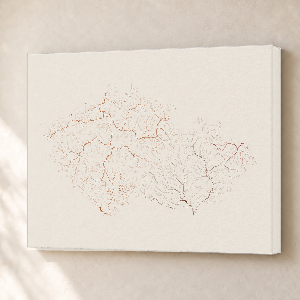 Beautiful Rivers — Chéquia — Terracota e areia, Canvas · 45 × 60 cm, Sem margem
