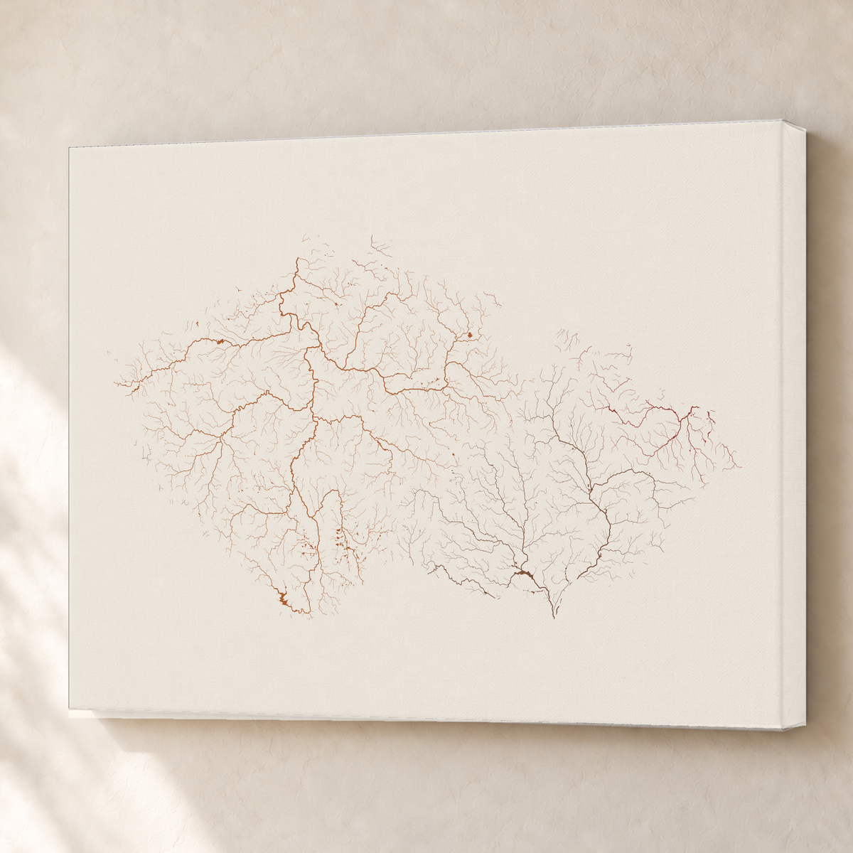 Beautiful Rivers — Chéquia — Terracota e areia, Canvas · 60 × 80 cm, Sem margem