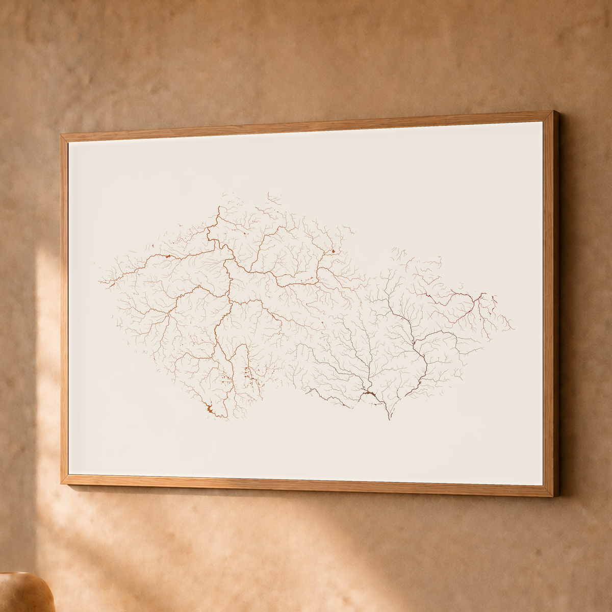 Beautiful Rivers — Chéquia — Terracota e areia, Fine art emoldurado · 30 × 40 cm, Natural · Sem margem
