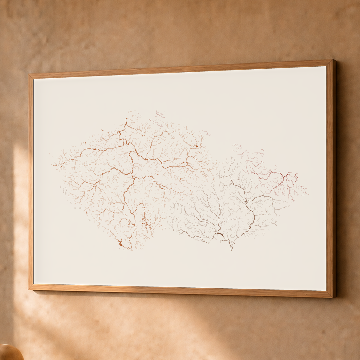 Beautiful Rivers — Chéquia — Terracota e areia, Fine art emoldurado · 60 × 80 cm, Natural · Sem margem