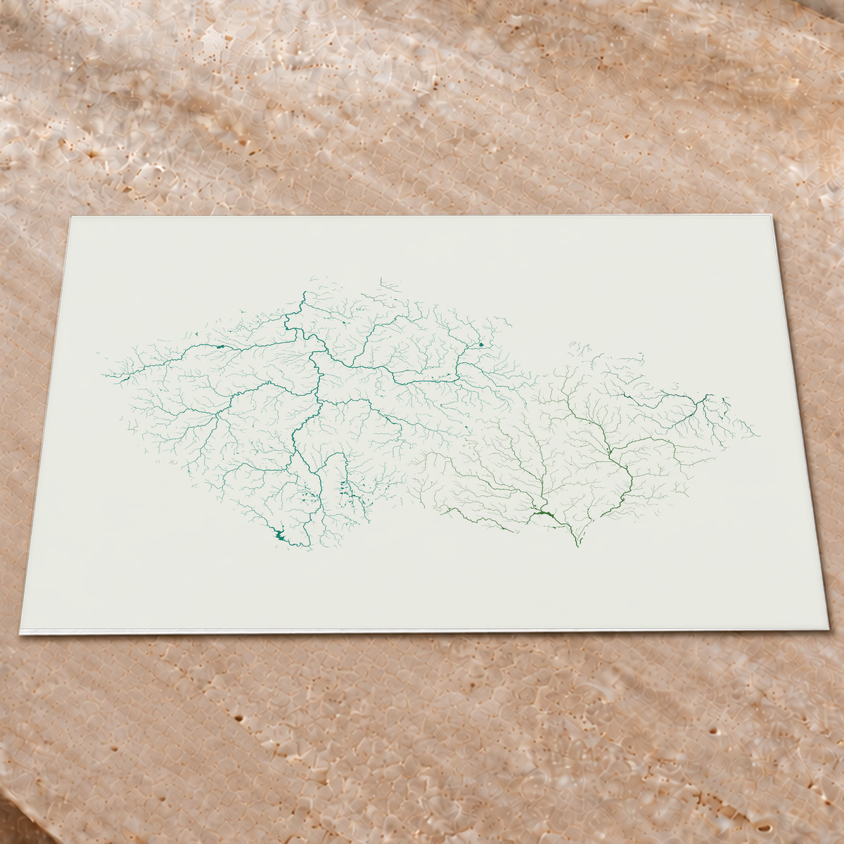 Beautiful Rivers — Chéquia — Verde jade e porcelana, Impressão fine art · 60 × 80 cm, Sem margem