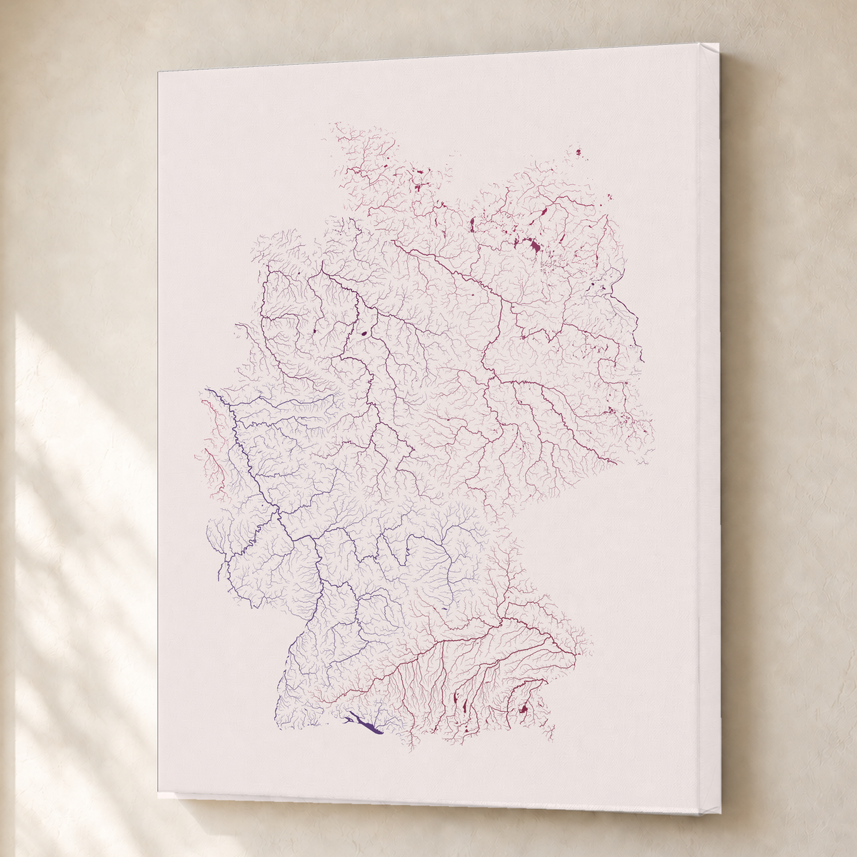Beautiful Rivers — Alemanha — Ameixa e rosé, Canvas · 45 × 60 cm, Sem margem