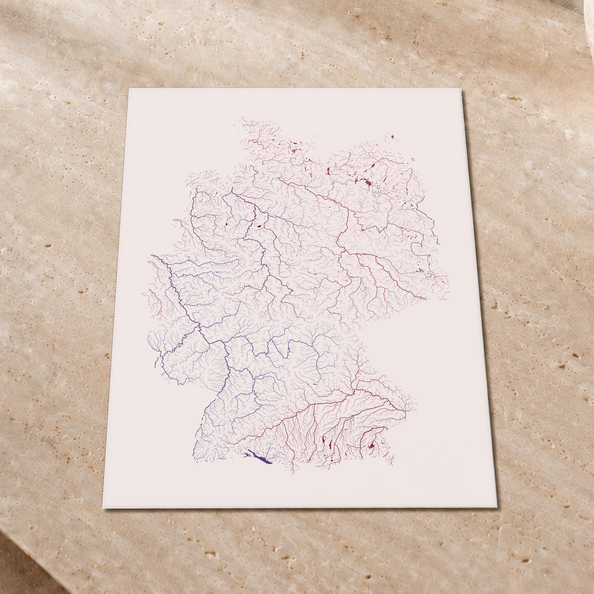 Beautiful Rivers — Alemanha — Ameixa e rosé, Impressão fine art · 45 × 60 cm, Sem margem