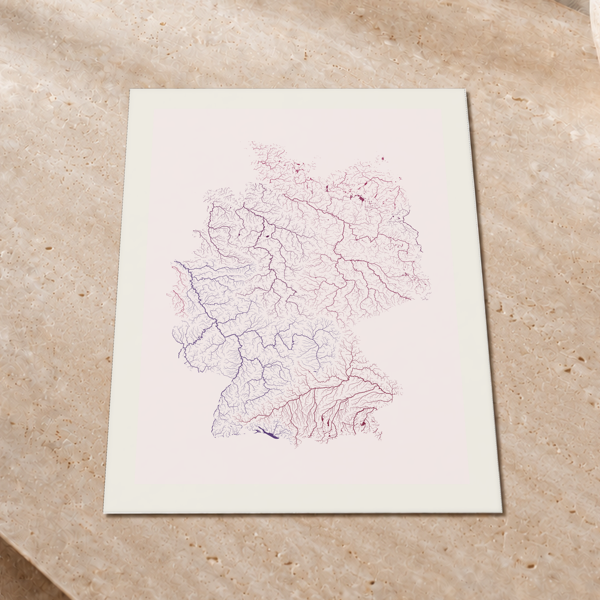 Beautiful Rivers — Alemanha — Ameixa e rosé, Impressão fine art · 45 × 60 cm, Margem branca