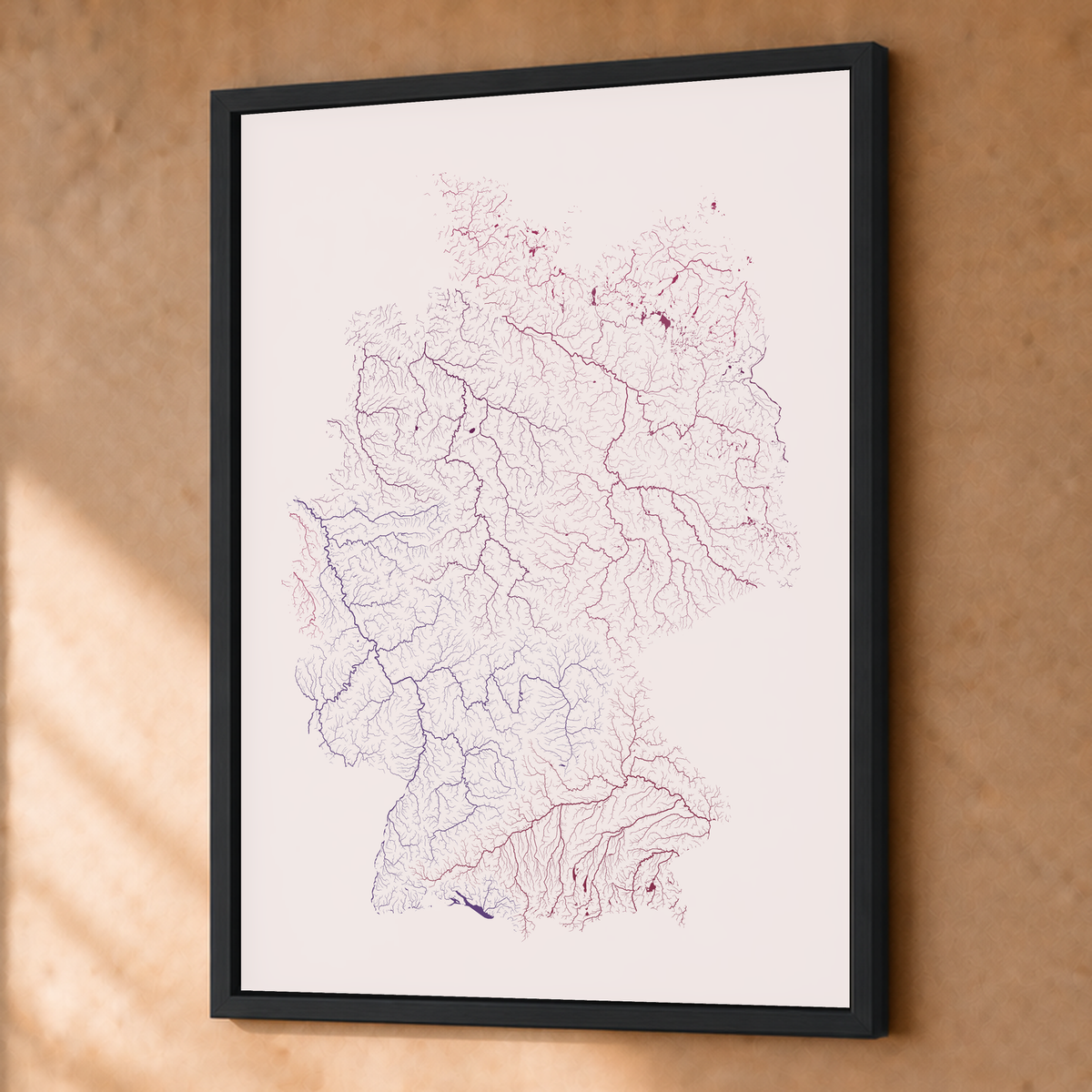 Beautiful Rivers — Alemanha — Ameixa e rosé, Fine art emoldurado · 45 × 60 cm, Preto · Sem margem