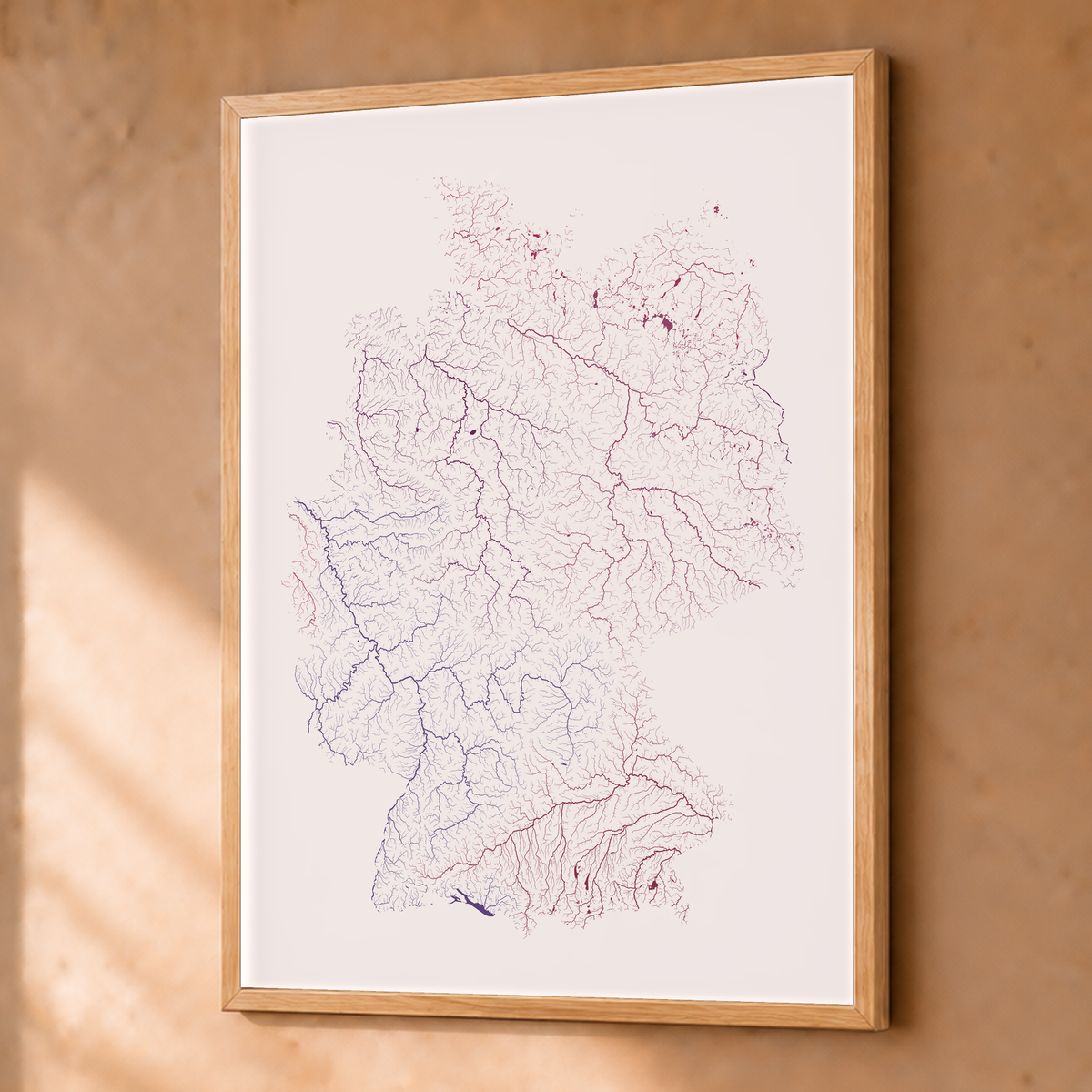 Beautiful Rivers — Alemanha — Ameixa e rosé, Fine art emoldurado · 45 × 60 cm, Natural · Sem margem