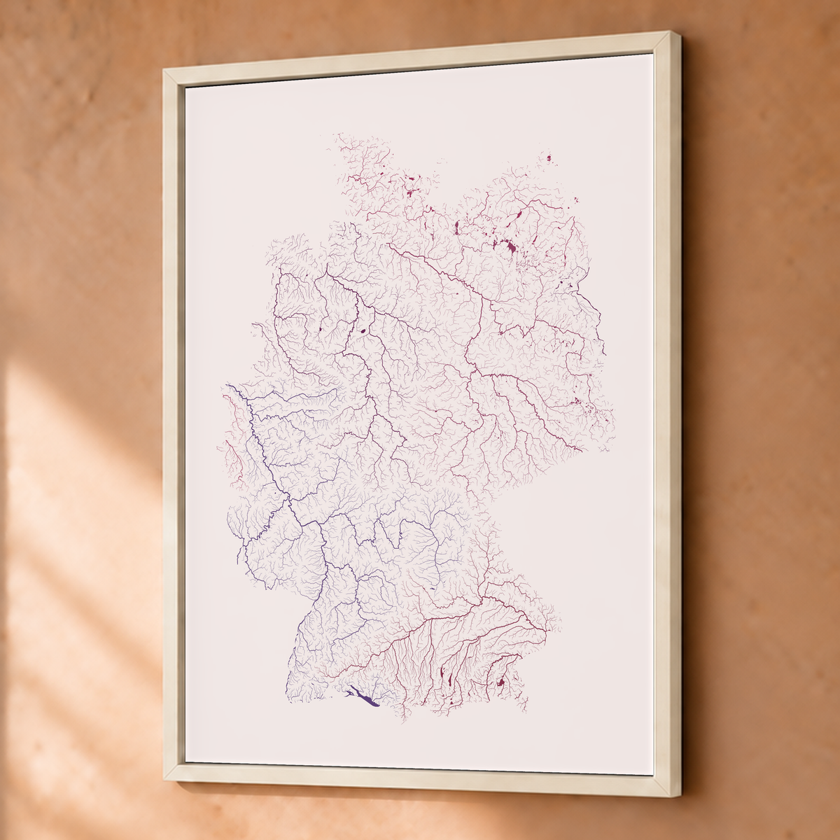 Beautiful Rivers — Alemanha — Ameixa e rosé, Fine art emoldurado · 45 × 60 cm, Branco · Sem margem