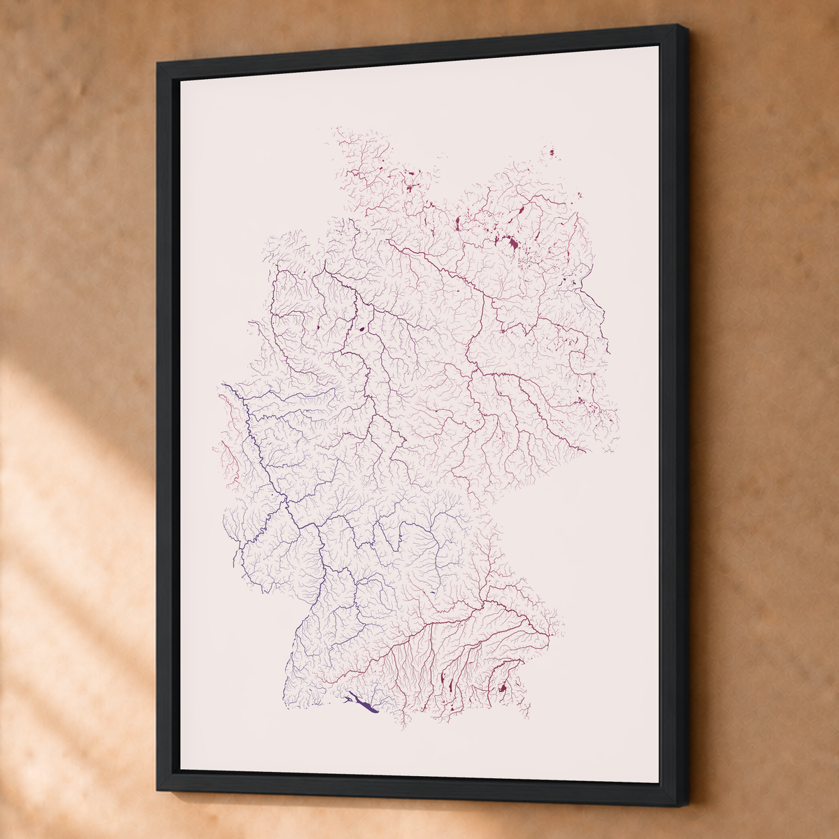 Beautiful Rivers — Alemanha — Ameixa e rosé, Fine art emoldurado · 60 × 80 cm, Preto · Sem margem