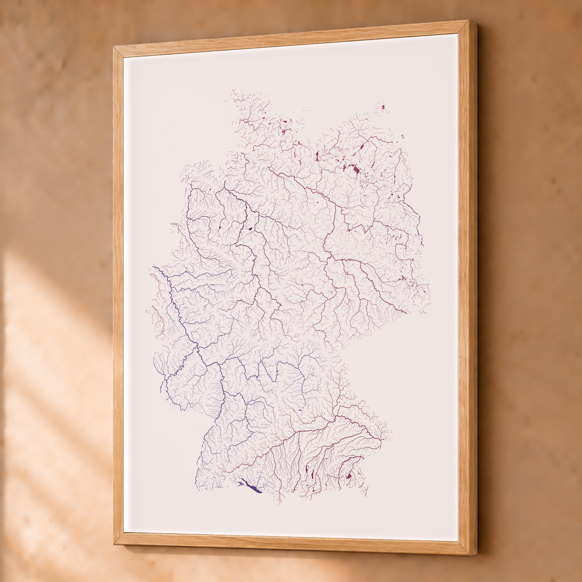 Beautiful Rivers — Alemanha — Ameixa e rosé, Fine art emoldurado · 60 × 80 cm, Natural · Sem margem