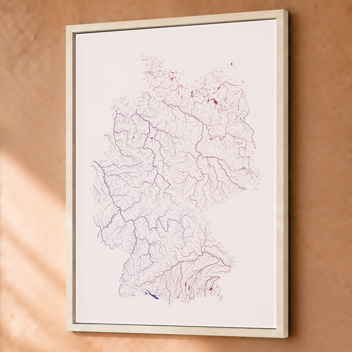 Beautiful Rivers — Alemanha — Ameixa e rosé, Fine art emoldurado · 60 × 80 cm, Branco · Sem margem