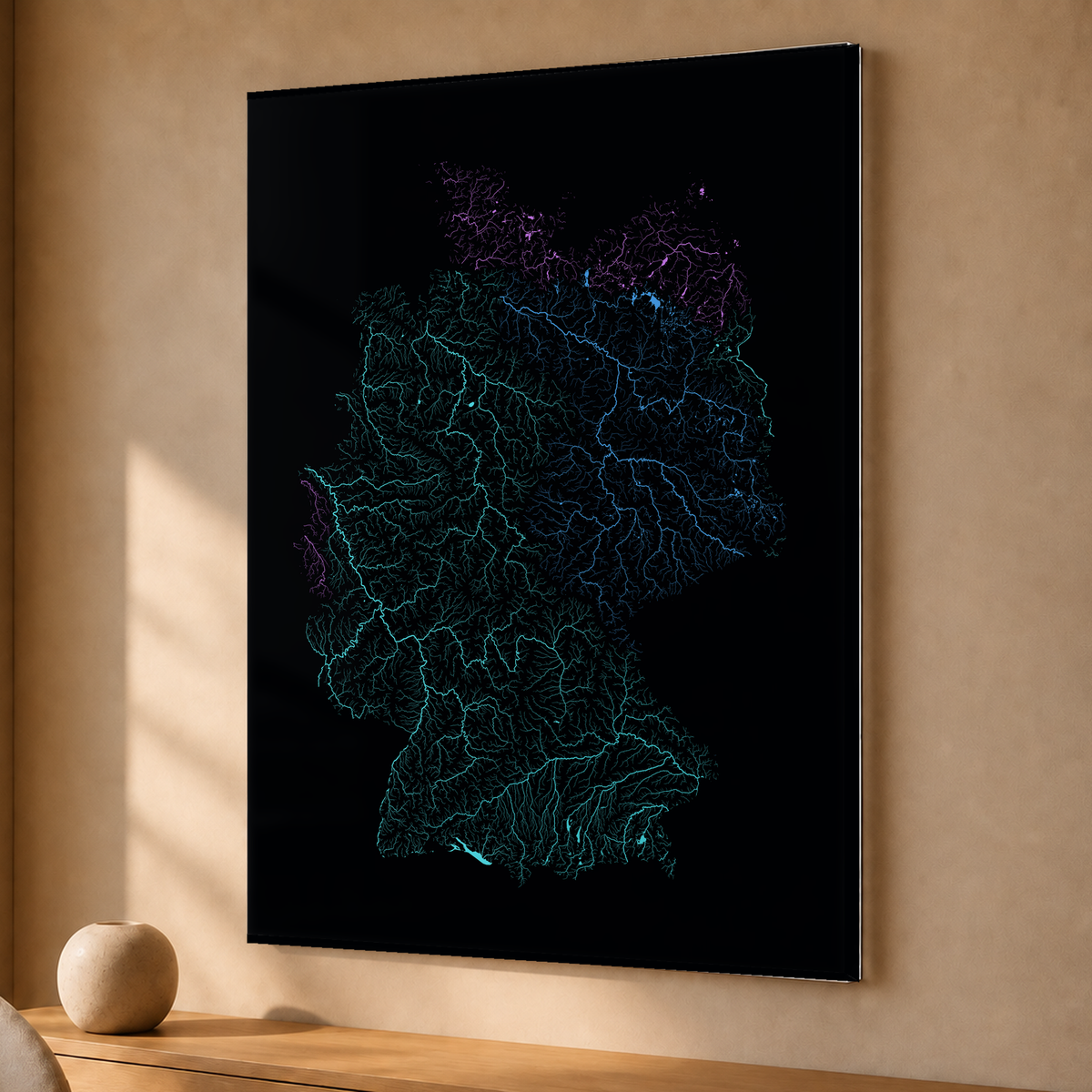 Beautiful Rivers — Alemanha — Neon hidrográfico, Acrílico · 30 × 40 cm, Sem margem