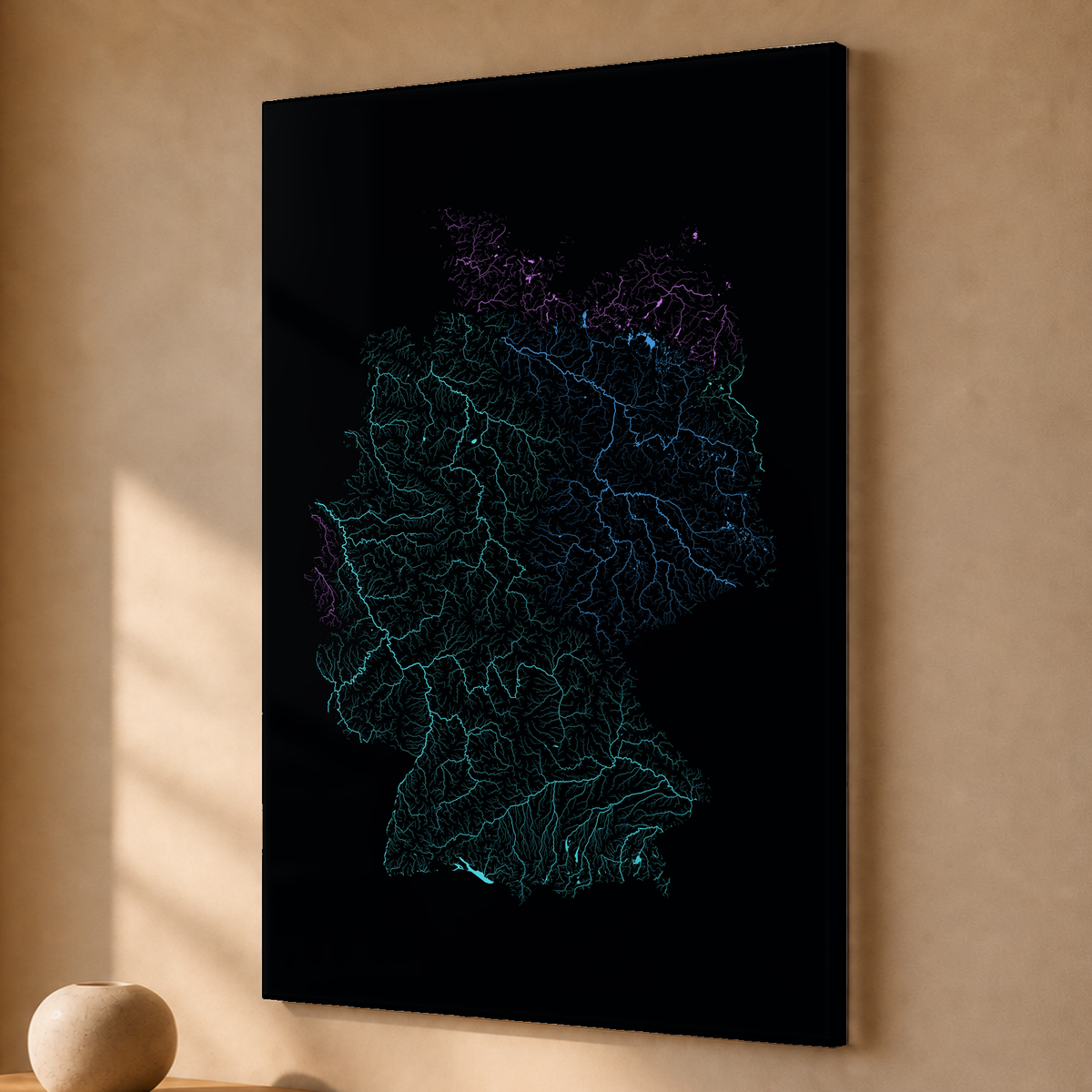 Beautiful Rivers — Alemanha — Neon hidrográfico, Acrílico · 40 × 60 cm, Sem margem