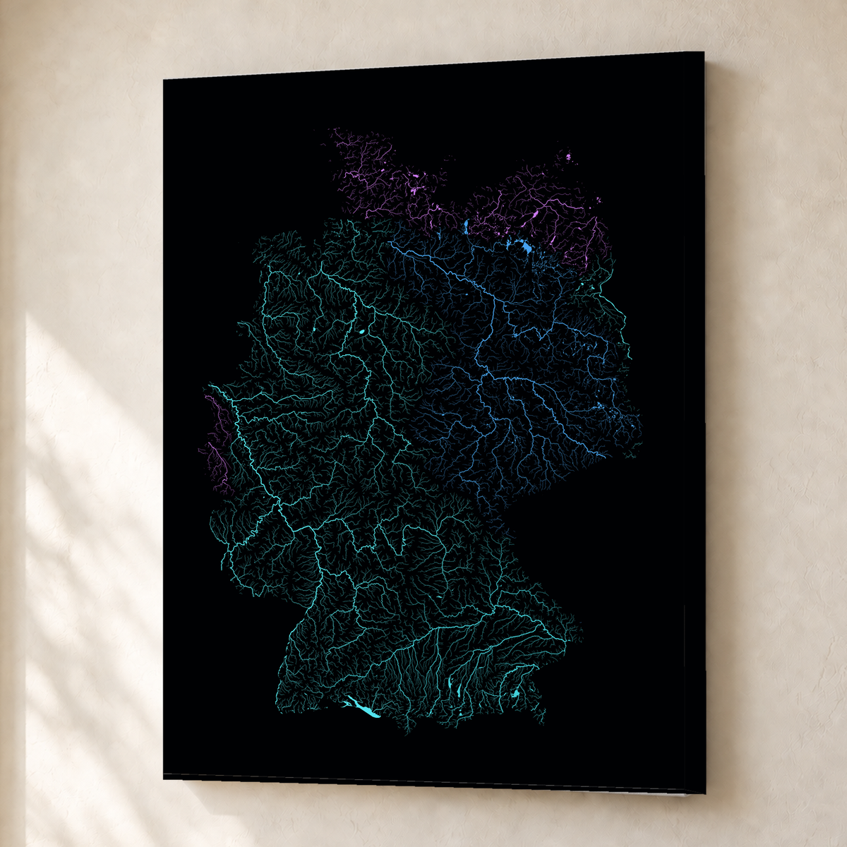 Beautiful Rivers — Alemanha — Neon hidrográfico, Canvas · 30 × 40 cm, Sem margem