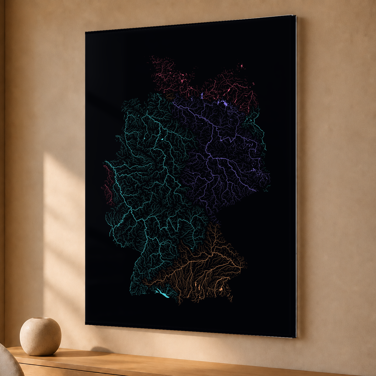 Beautiful Rivers — Alemanha — Neon por território, Acrílico · 30 × 40 cm, Sem margem