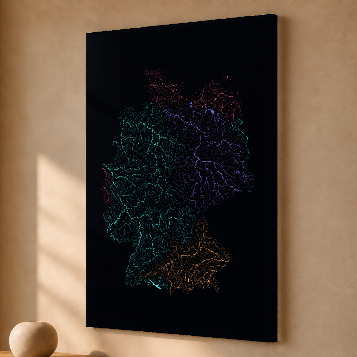Beautiful Rivers — Alemanha — Neon por território, Acrílico · 40 × 60 cm, Sem margem