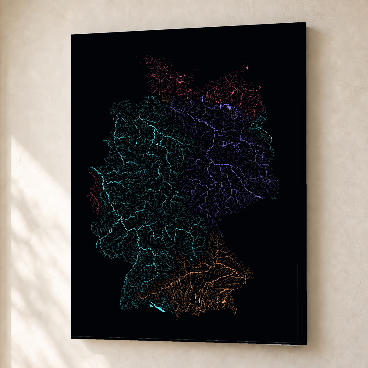 Beautiful Rivers — Alemanha — Neon por território, Canvas · 30 × 40 cm, Sem margem