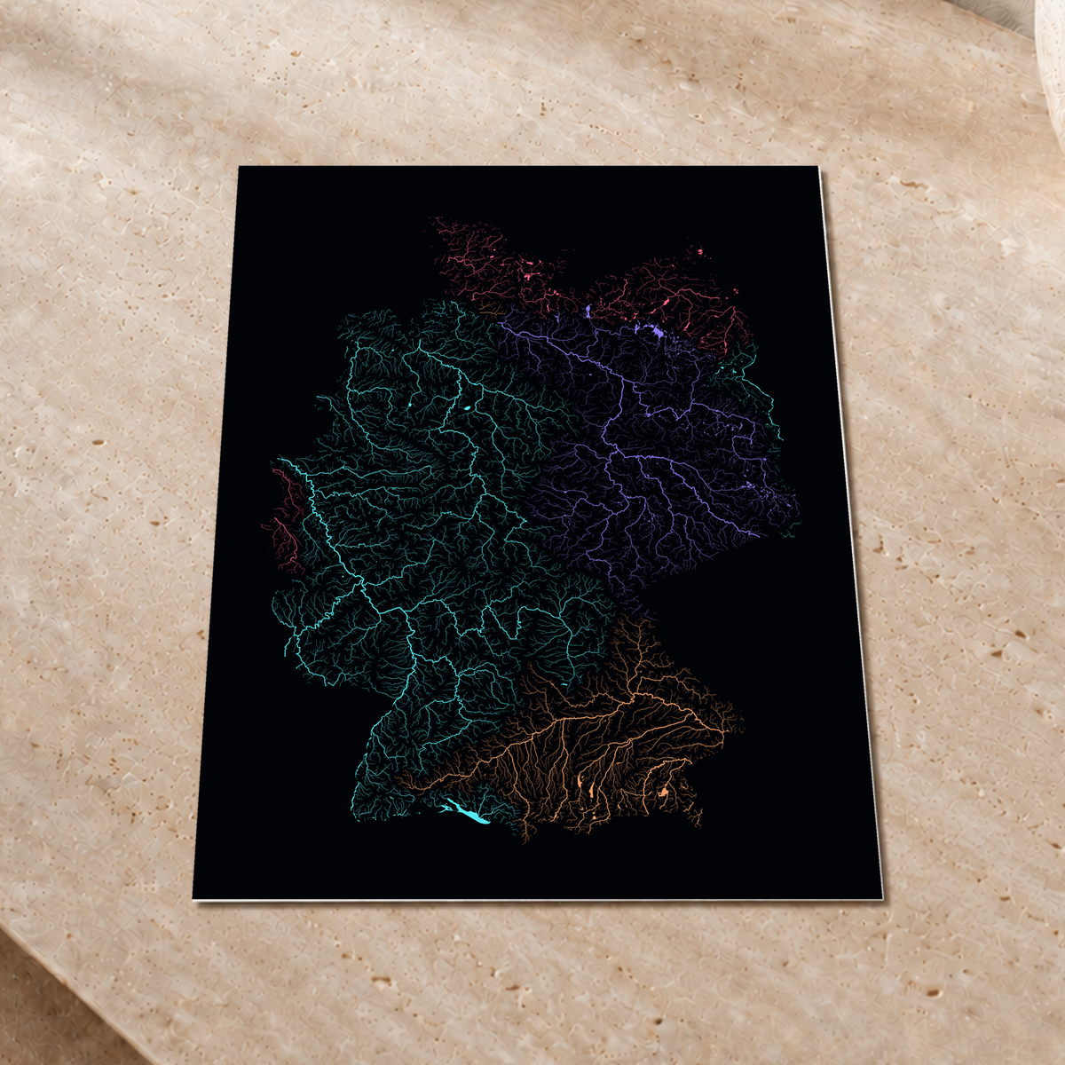 Beautiful Rivers — Alemanha — Neon por território, Impressão fine art · 30 × 40 cm, Sem margem