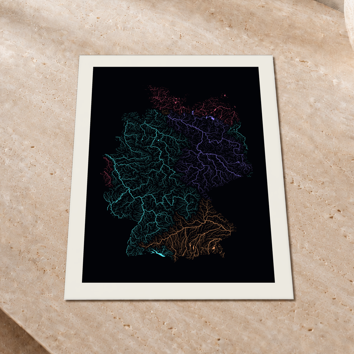 Beautiful Rivers — Alemanha — Neon por território, Impressão fine art · 30 × 40 cm, Margem branca