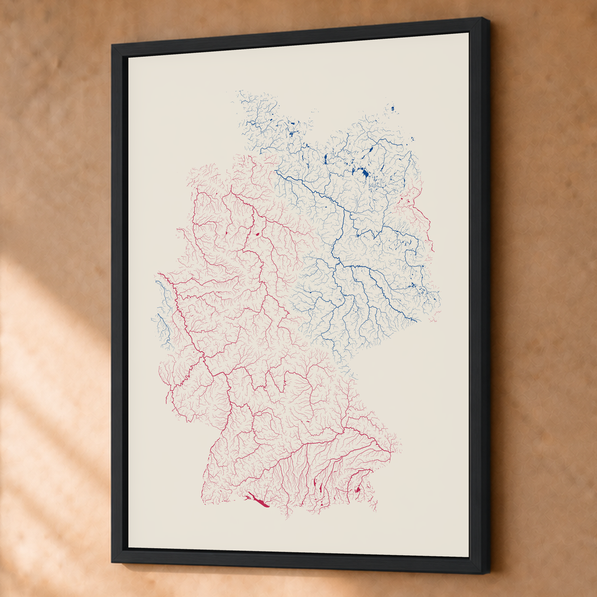 Beautiful Rivers — Alemanha — Risografia, Fine art emoldurado · 60 × 80 cm, Preto · Sem margem