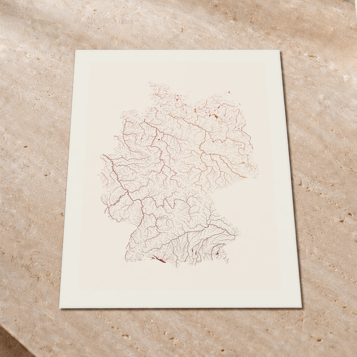 Beautiful Rivers — Alemanha — Terracota e areia, Impressão fine art · 60 × 80 cm, Margem branca