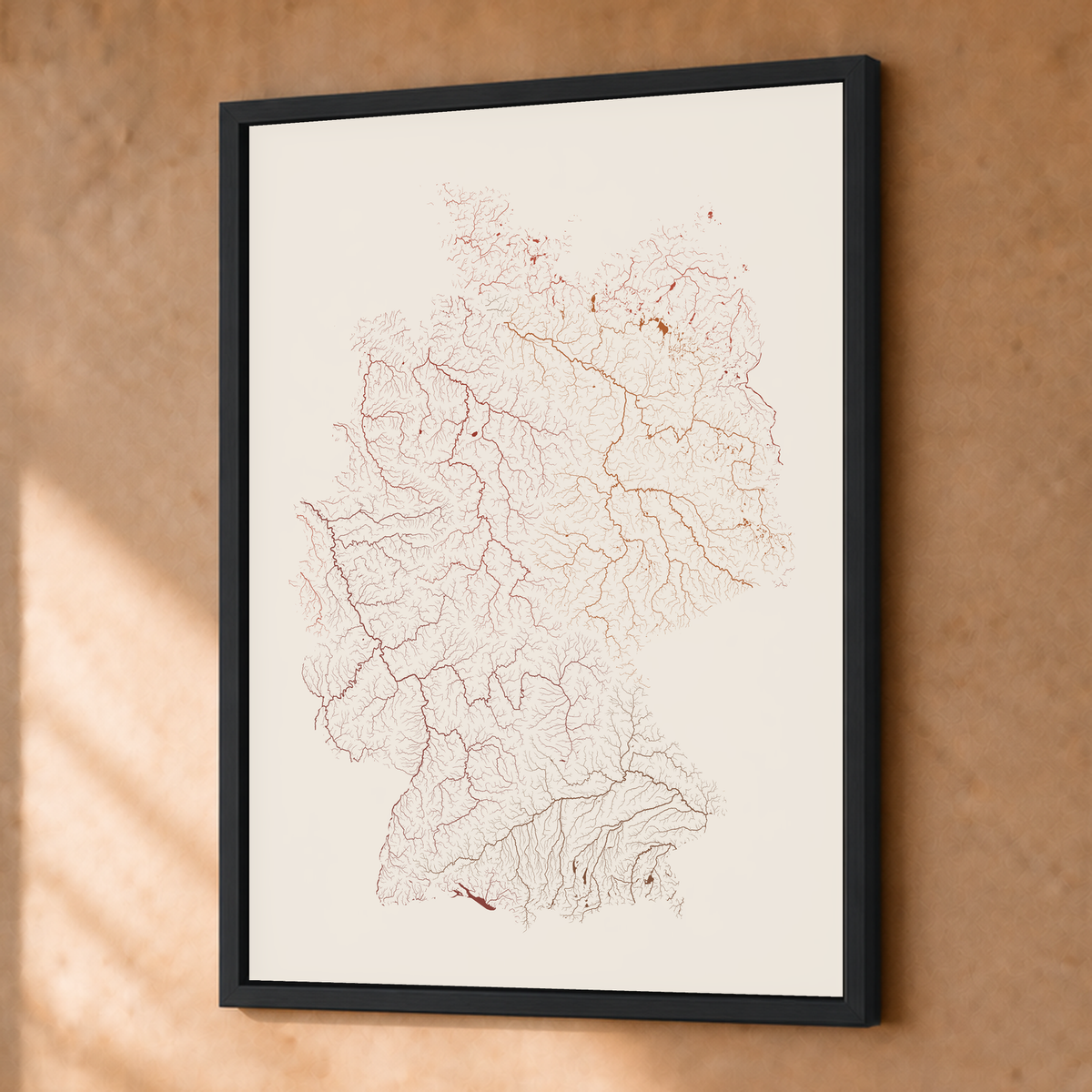 Beautiful Rivers — Alemanha — Terracota e areia, Fine art emoldurado · 30 × 40 cm, Preto · Sem margem