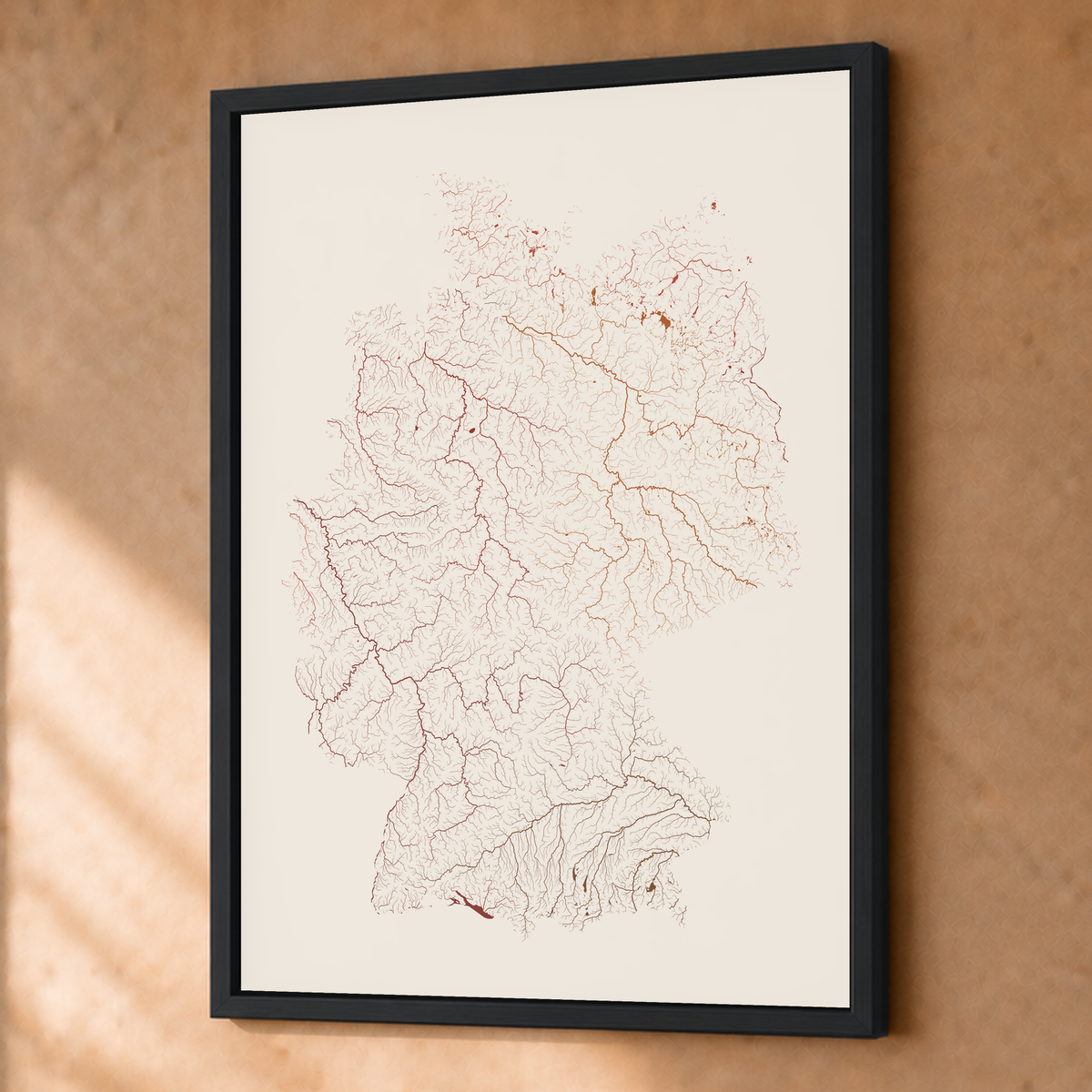 Beautiful Rivers — Alemanha — Terracota e areia, Fine art emoldurado · 45 × 60 cm, Preto · Sem margem