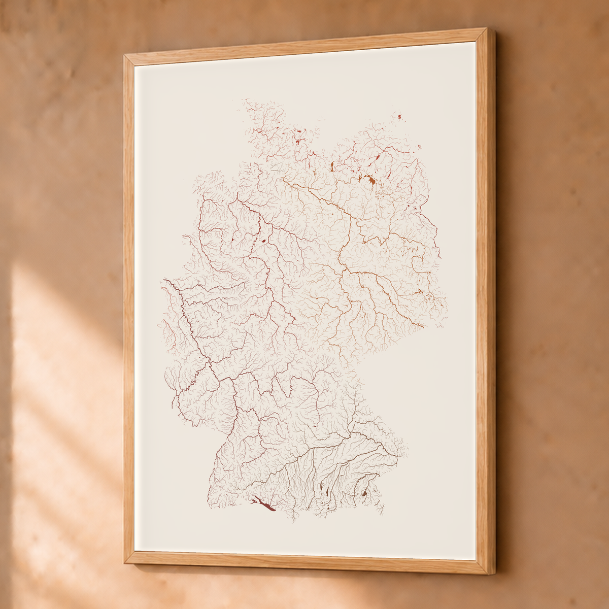 Beautiful Rivers — Alemanha — Terracota e areia, Fine art emoldurado · 45 × 60 cm, Natural · Sem margem