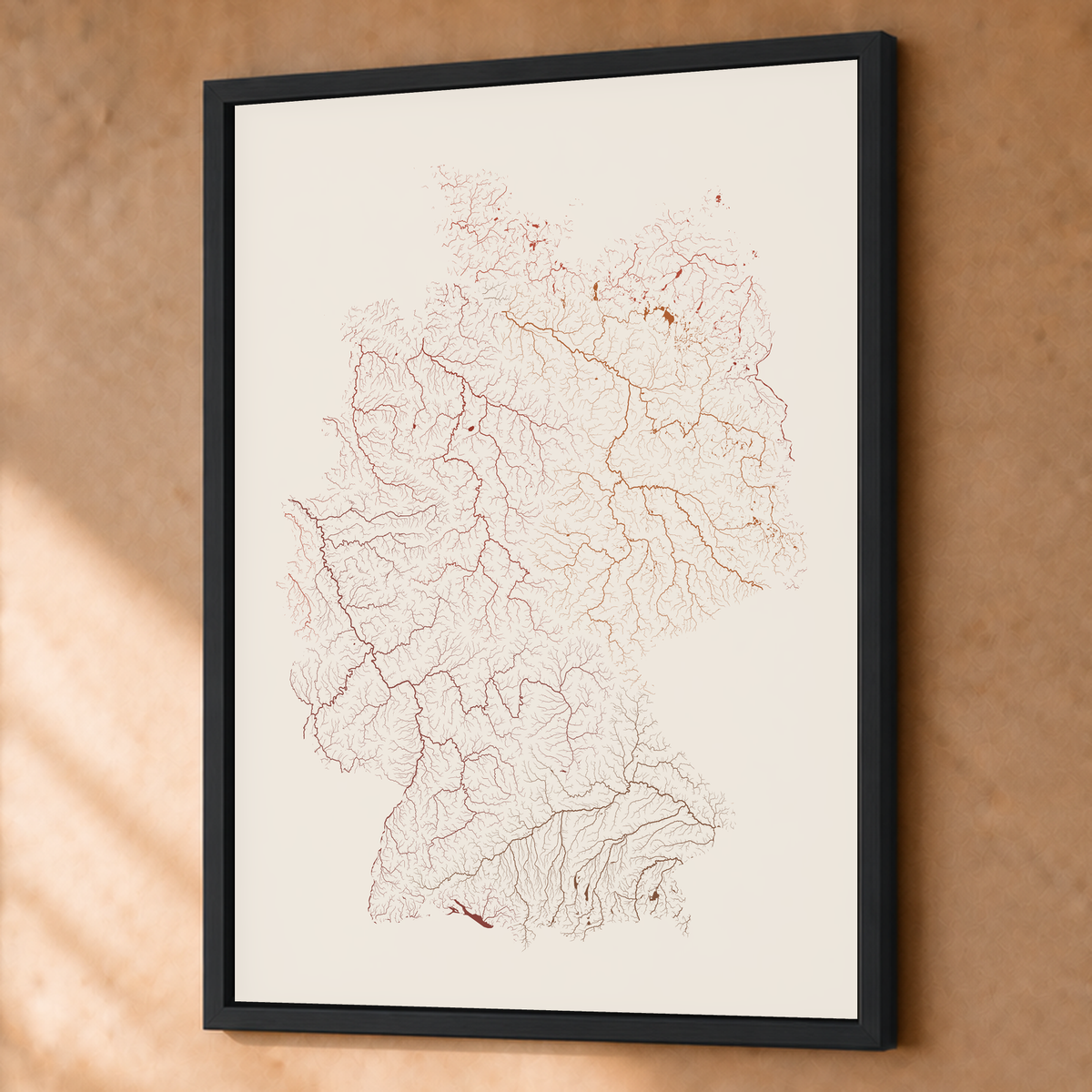 Beautiful Rivers — Alemanha — Terracota e areia, Fine art emoldurado · 60 × 80 cm, Preto · Sem margem