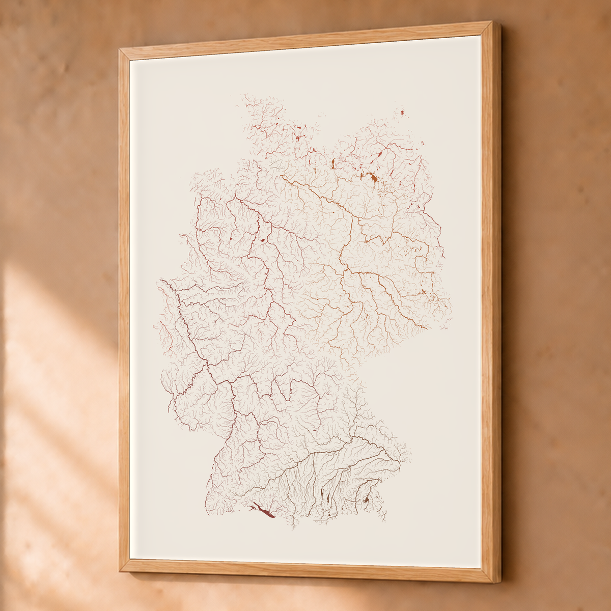 Beautiful Rivers — Alemanha — Terracota e areia, Fine art emoldurado · 60 × 80 cm, Natural · Sem margem