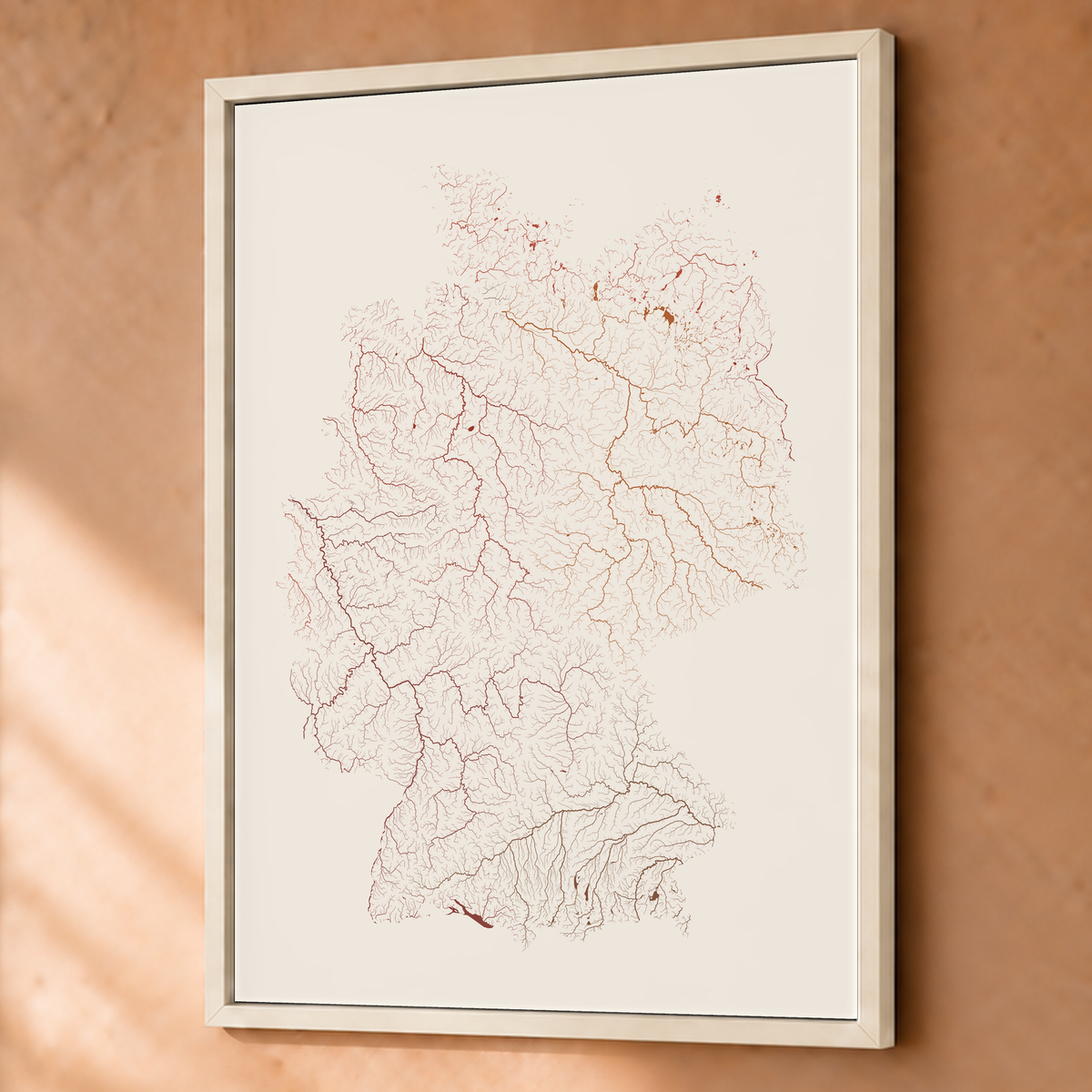 Beautiful Rivers — Alemanha — Terracota e areia, Fine art emoldurado · 60 × 80 cm, Branco · Sem margem