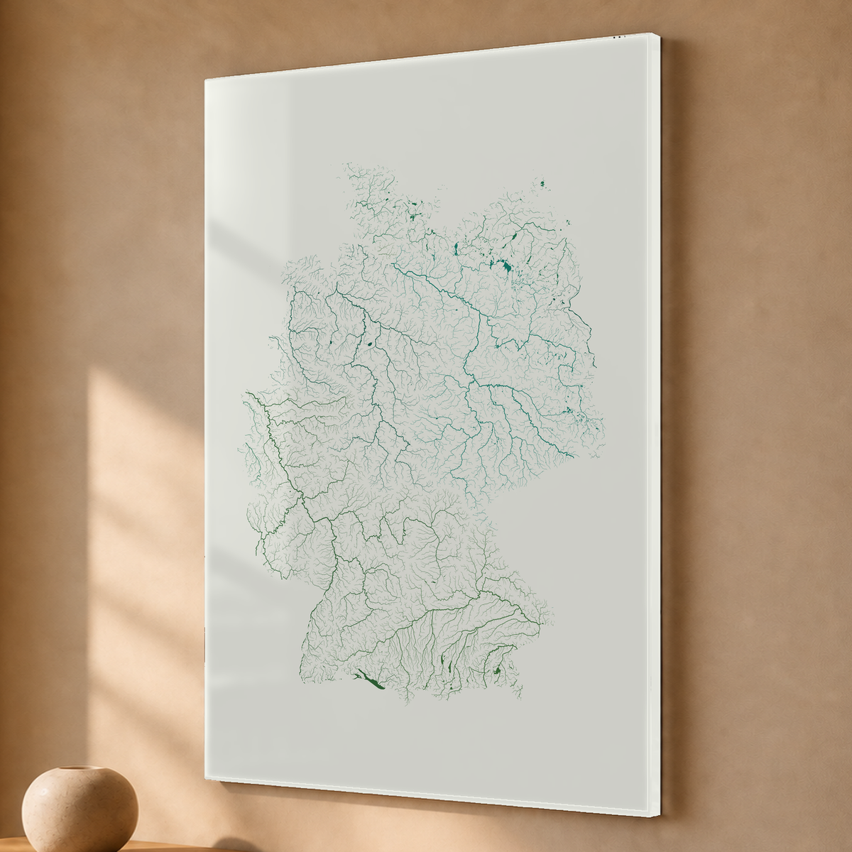 Beautiful Rivers — Alemanha — Verde jade e porcelana, Acrílico · 40 × 60 cm, Sem margem