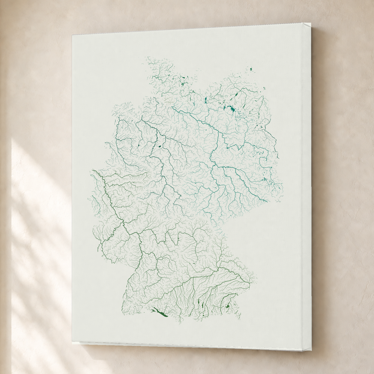 Beautiful Rivers — Alemanha — Verde jade e porcelana, Canvas · 30 × 40 cm, Sem margem