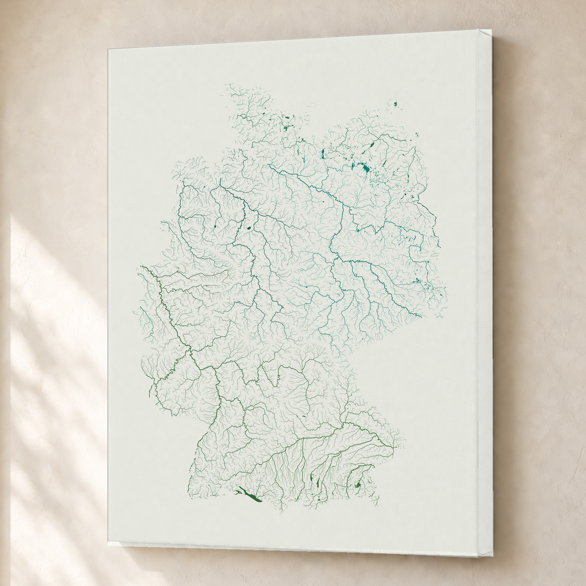Beautiful Rivers — Alemanha — Verde jade e porcelana, Canvas · 45 × 60 cm, Sem margem