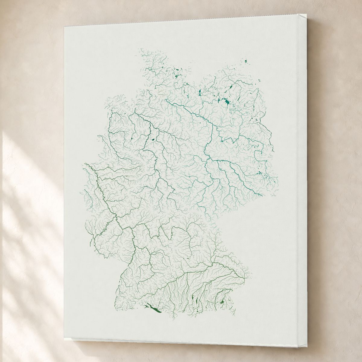 Beautiful Rivers — Alemanha — Verde jade e porcelana, Canvas · 60 × 80 cm, Sem margem