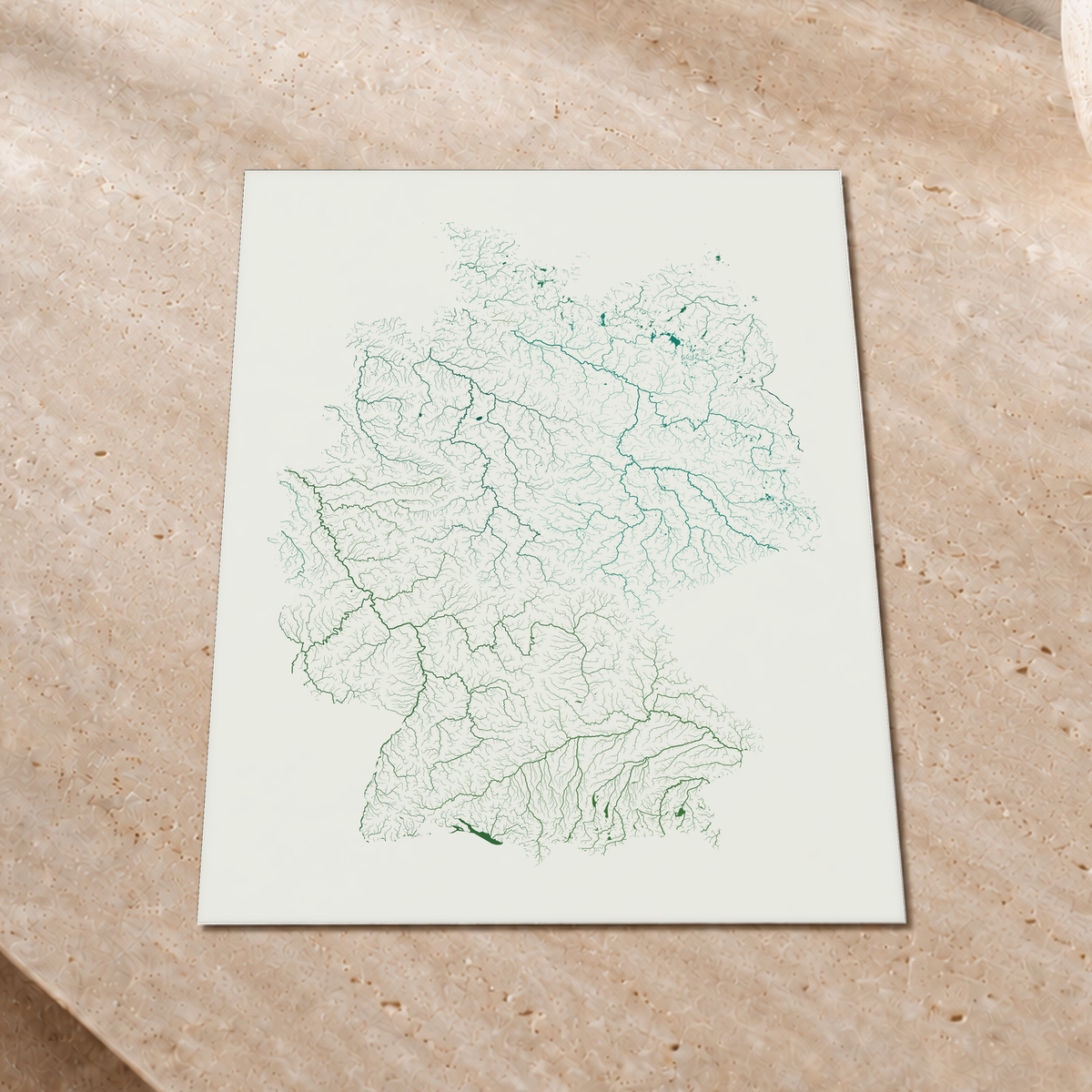 Beautiful Rivers — Alemanha — Verde jade e porcelana, Impressão fine art · 30 × 40 cm, Sem margem