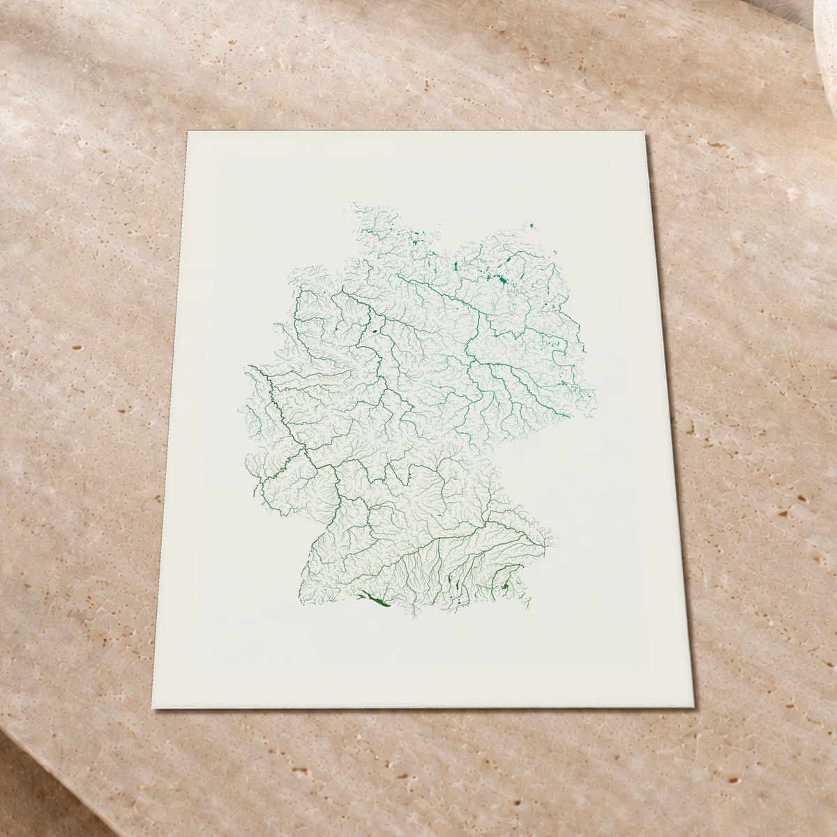 Beautiful Rivers — Alemanha — Verde jade e porcelana, Impressão fine art · 30 × 40 cm, Margem branca