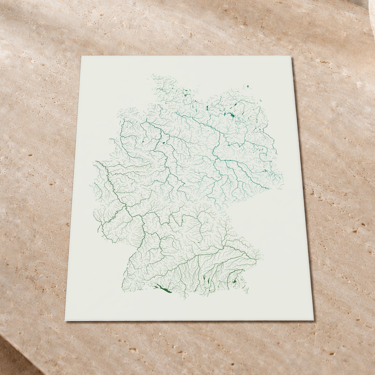 Beautiful Rivers — Alemanha — Verde jade e porcelana, Impressão fine art · 45 × 60 cm, Sem margem