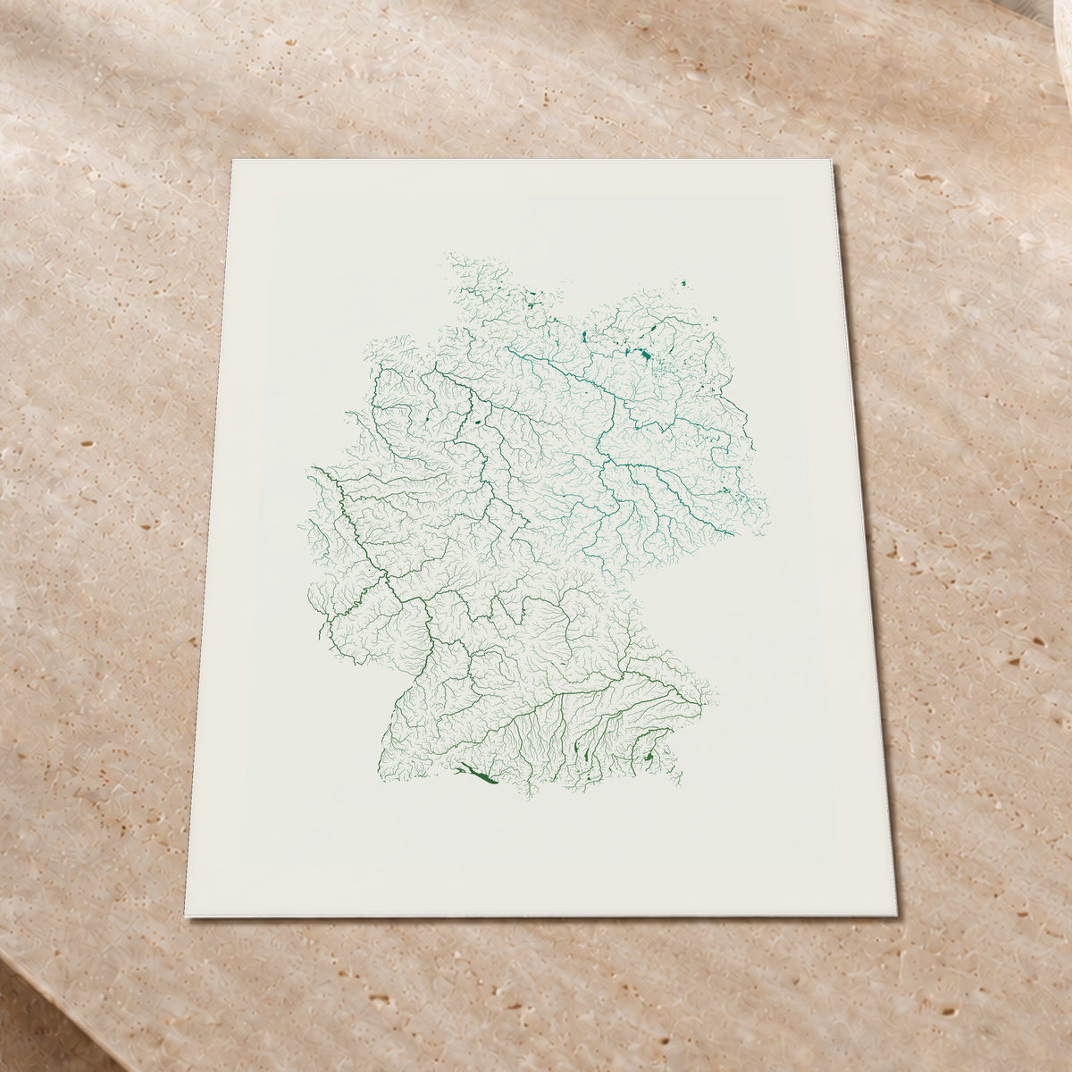 Beautiful Rivers — Alemanha — Verde jade e porcelana, Impressão fine art · 45 × 60 cm, Margem branca