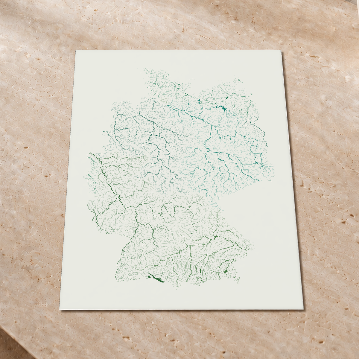 Beautiful Rivers — Alemanha — Verde jade e porcelana, Impressão fine art · 60 × 80 cm, Sem margem