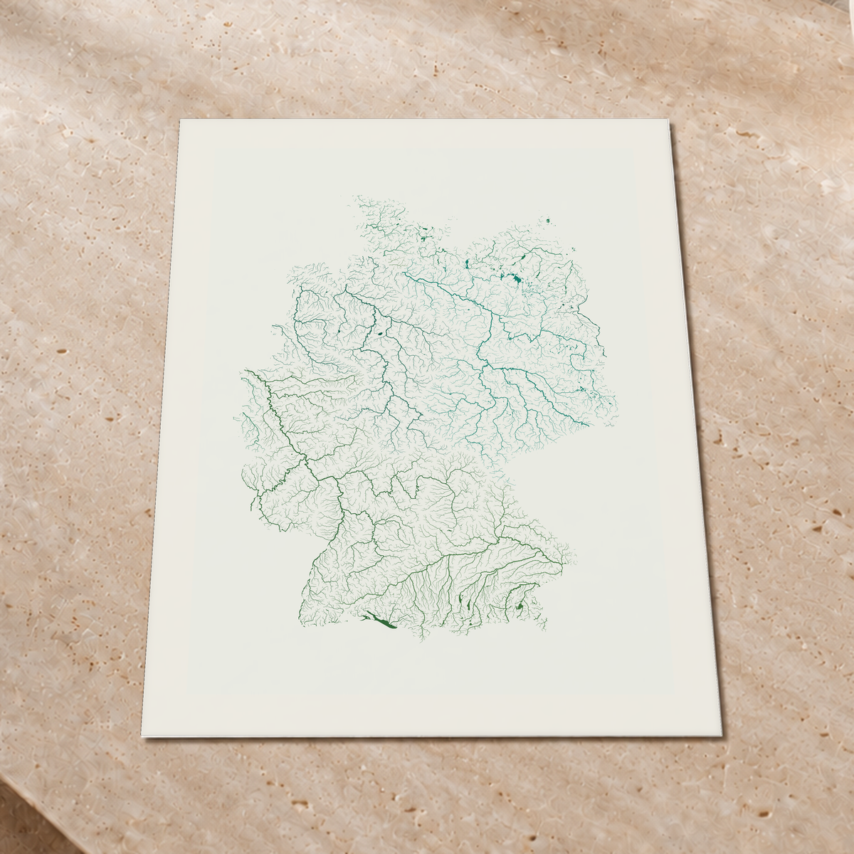 Beautiful Rivers — Alemanha — Verde jade e porcelana, Impressão fine art · 60 × 80 cm, Margem branca