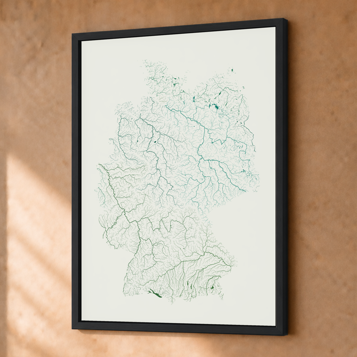 Beautiful Rivers — Alemanha — Verde jade e porcelana, Fine art emoldurado · 30 × 40 cm, Preto · Sem margem