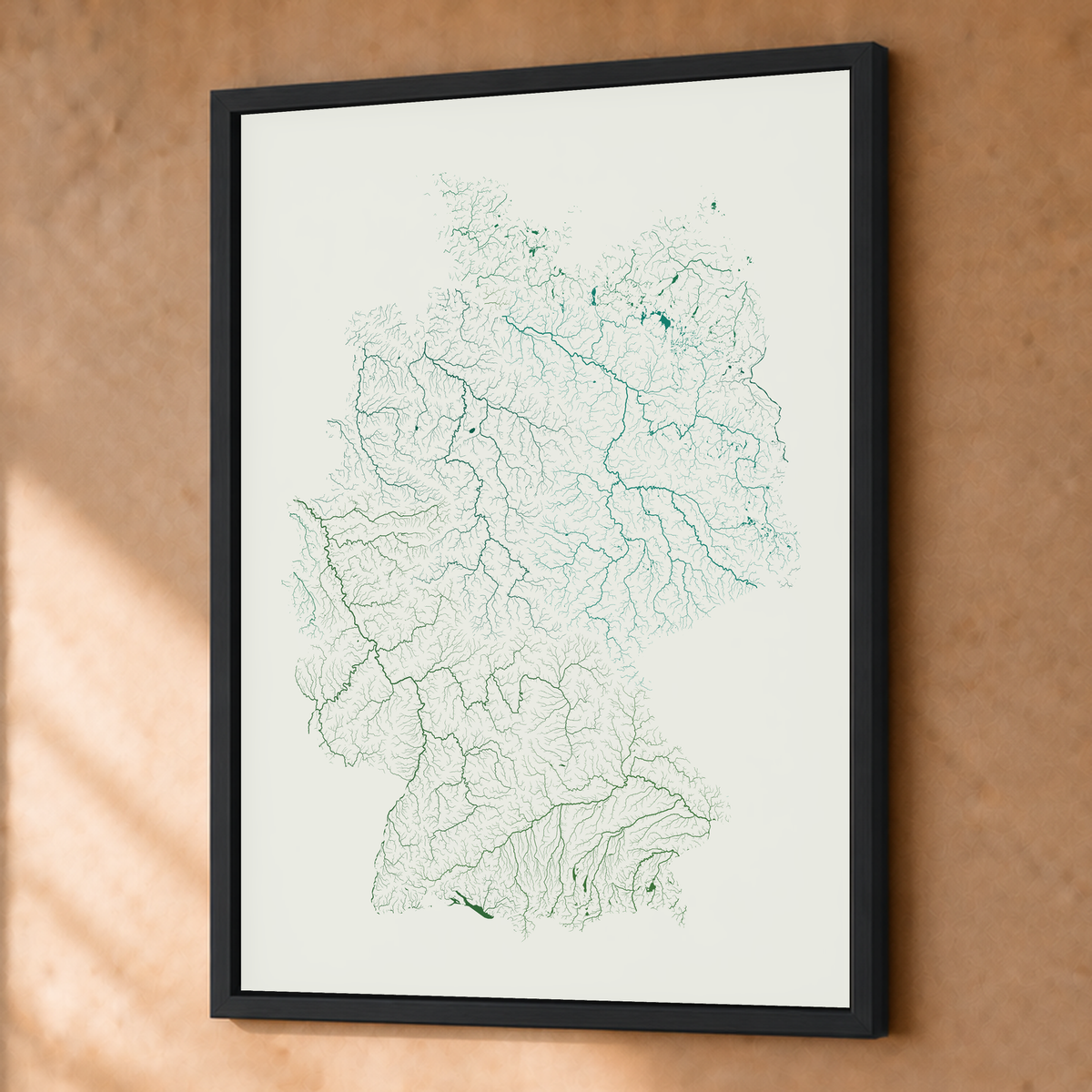 Beautiful Rivers — Alemanha — Verde jade e porcelana, Fine art emoldurado · 45 × 60 cm, Preto · Sem margem