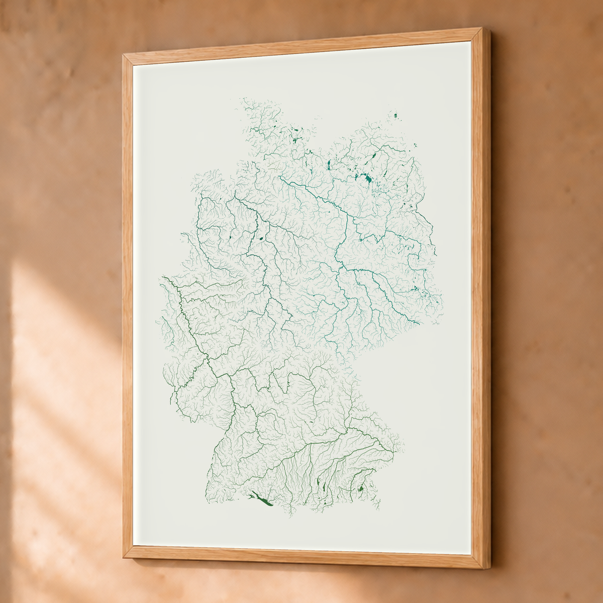 Beautiful Rivers — Alemanha — Verde jade e porcelana, Fine art emoldurado · 45 × 60 cm, Natural · Sem margem