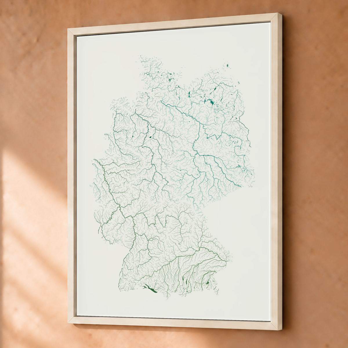 Beautiful Rivers — Alemanha — Verde jade e porcelana, Fine art emoldurado · 45 × 60 cm, Branco · Sem margem