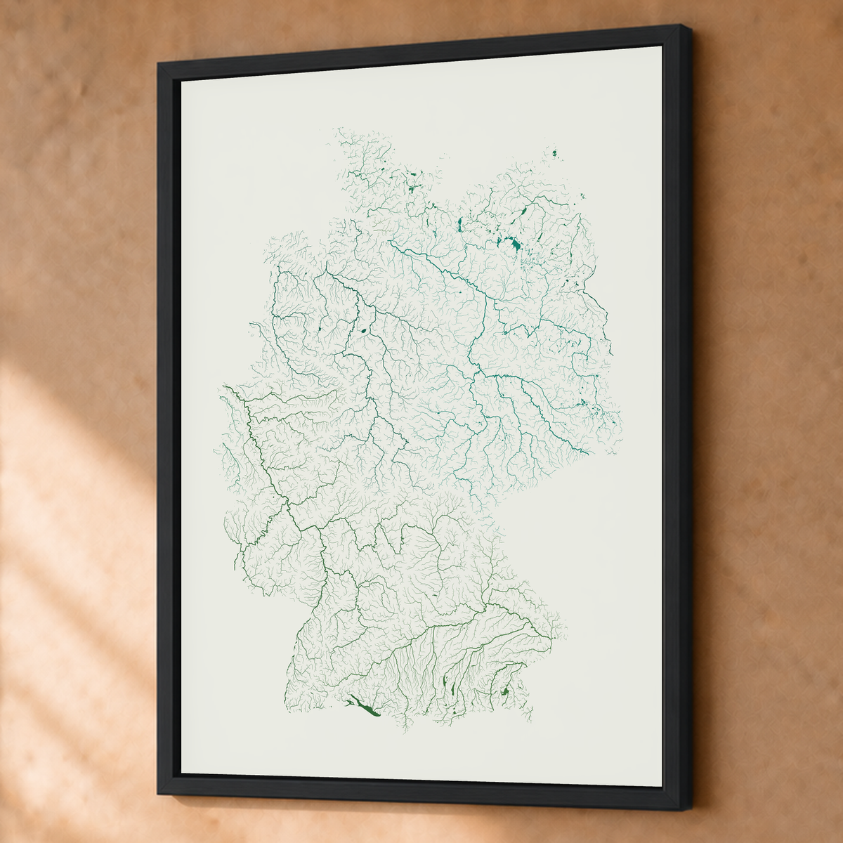 Beautiful Rivers — Alemanha — Verde jade e porcelana, Fine art emoldurado · 60 × 80 cm, Preto · Sem margem