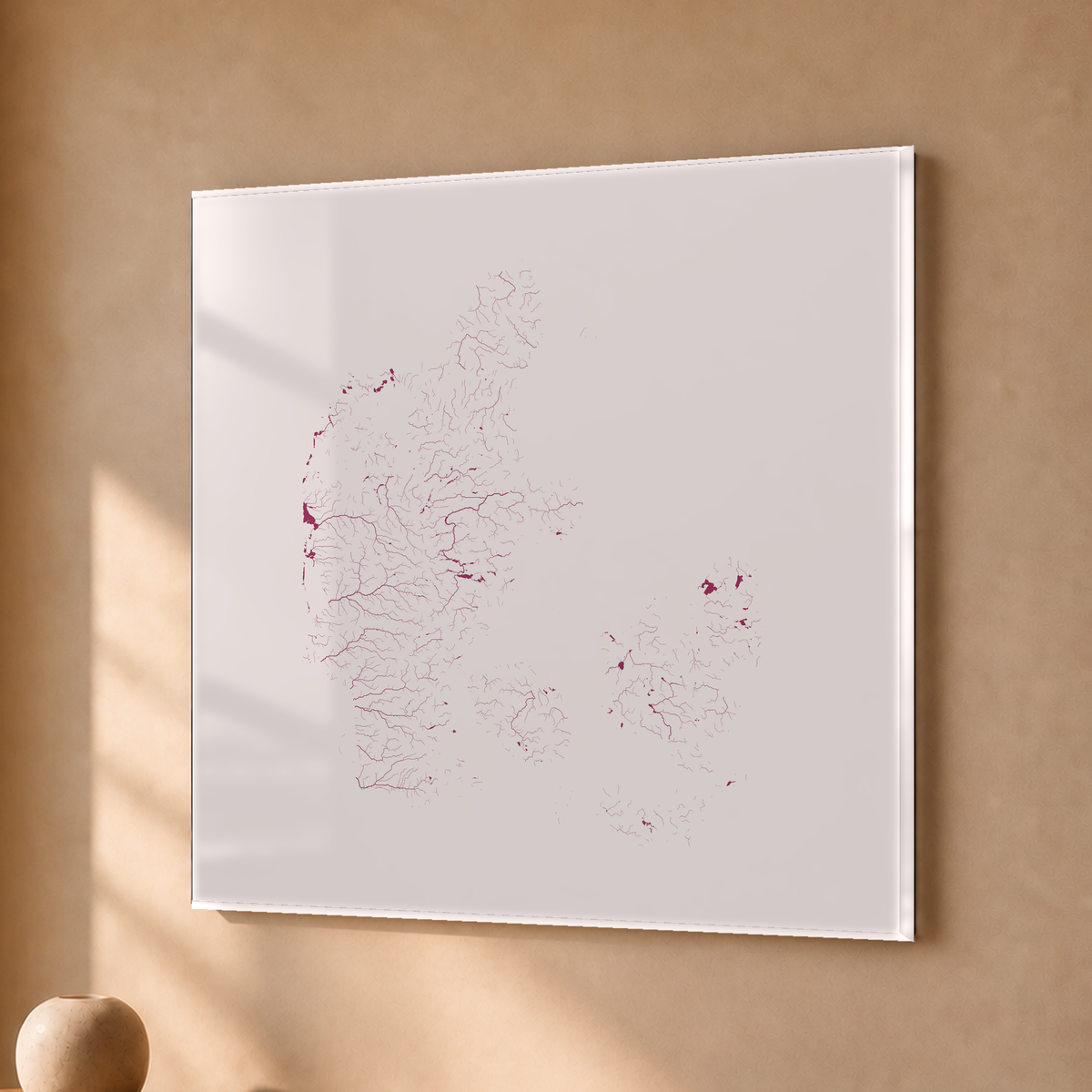Beautiful Rivers — Dinamarca — Ameixa e rosé, Acrílico · 30 × 30 cm, Sem margem